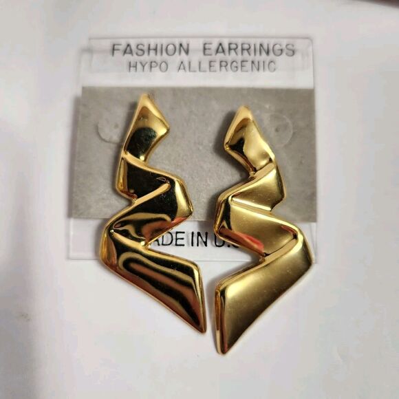 Lot Of 7 Pierced Vintage Fashion Earrings Gold Toned Dangling Blue Red Black - Picture 3 of 9